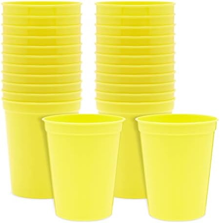 Blue Panda 16oz de copos de estádio de plástico amarelo para festa de aniversário, chá de bebê