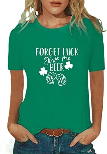 Camisa do dia de St. Patrick Womens Solid Cor Funny O pescoço Plus Size férias Pullover irlandês