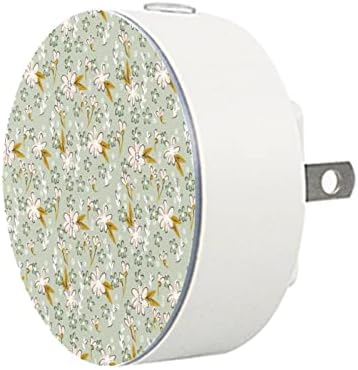2 Pacote de plug-in Nightlight LED Night Light Hand Desenho Floral Pattern com Dusk-to-Dawn para o quarto