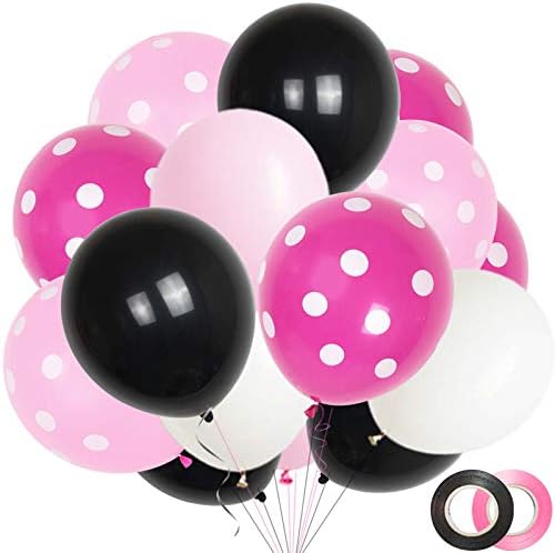 Balões de látex preto e rosa Ansomo, balões de bolinhas de 12 polegadas de espessura, 60 pcs
