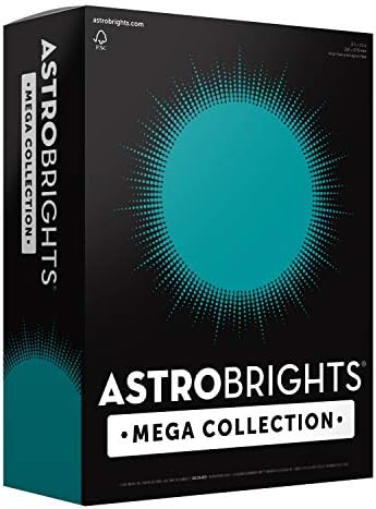 Astrobrights Mega coleção, cartolina colorida, cerceta brilhante, 320 folhas, 65 lb/176 gsm, 8,5