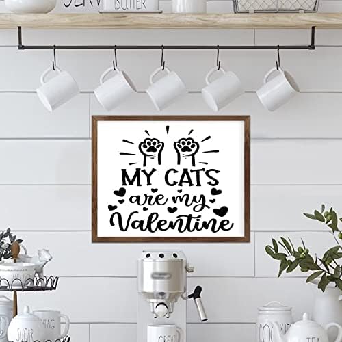 Meus gatos são meu sinal de madeira dos namorados, placa de madeira emoldurada por coração, feliz