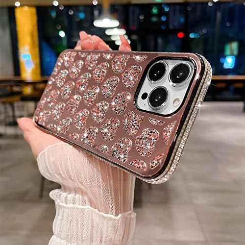 Mgqiling compatível com iPhone 14 Pro Max Case-6,7 polegadas, luxo Caixa de coração de diamante brilhante e brilhante,