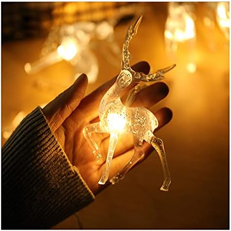 MAOTOPCOM ELK Luz decorativa de cordas para quarto, 9,8 pés 20 LEDs Bateria alimentada por animais de fada interior de fada Luz para Ação de Graças Decoração de Holida de Natal, Deer Clear Acrílico, Branco A quente
