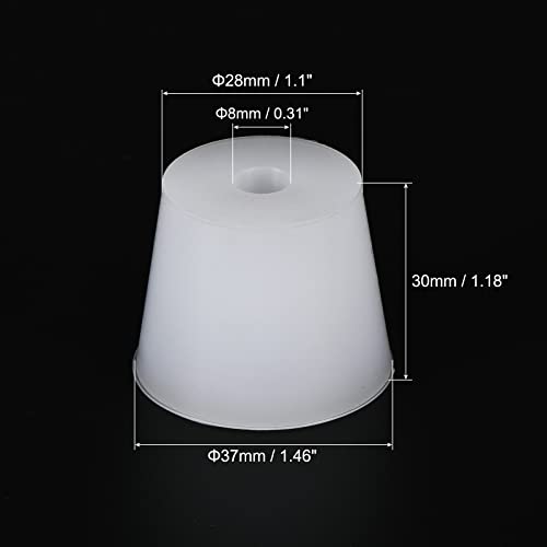 Meccanixity Silicone Rubber cônico Plugue de 28 mm a 37 mm com orifício branco para revestimento