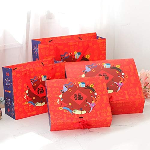 Doitool 18 PCS PCS Ano novo chinês Caixa de presente Caixa de embalagem Presentes Tote bolsa de papel para contêiner bolsa de armazenamento suprimentos de festa de tamanho pequeno decorações de ano novo vermelho
