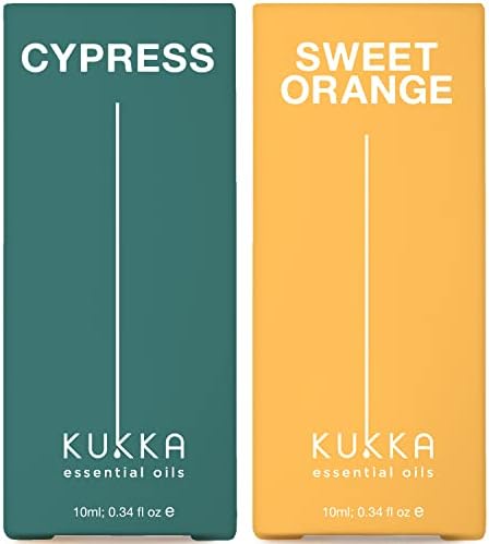 Óleo essencial do CYPRESS para peles e óleo essencial de laranja para conjunto de difusores - da natureza terapêutica Óleos essenciais - 2x0,34 fl oz - kukka
