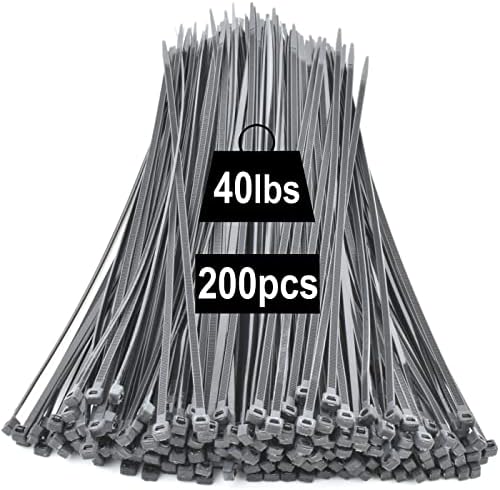 Zip Bathies 12 polegadas para gerenciamento de cabos - 200 pacote de cabo preto CABELA 12 polegadas para gerenciamento