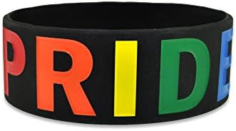 Pinmart Pride gay arco -íris pulseira de silicone de borracha larga LGBT