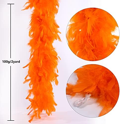 THARAHT Orange Chandelle Turquia Pena de penas 2 jardas 60g para Diy Craft Home Dancing Wedding Party Halloween Costume Decoração de Feather Boa
