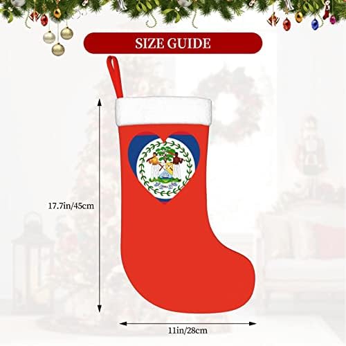 Cutedwarf Love Belize Bandize Christmas Sking Decoration Classic Classic 18 polegadas Lareira Socking Sock