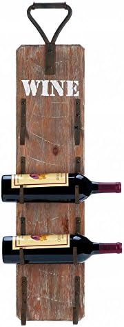 Wakatobi Wine Bottle Wall Rack com alça de metal - 32 1/4 de altura - madeira/pinheiro e ferro