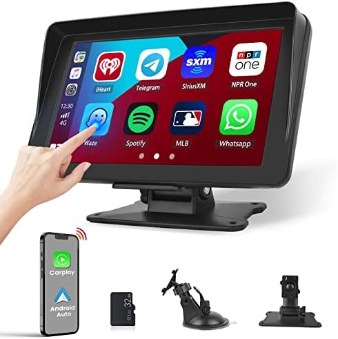 Criação de touchscreen de 7 polegadas portátil carro estéreo sem fio Apple CarPlay, Android Autoless