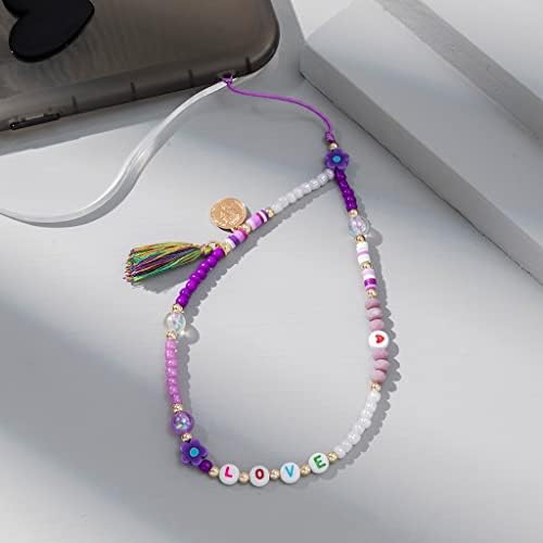 BBSJ Tassel Round Pingled Chain Chain para mulheres acrílico anti-perdido para celular jóias de celulares