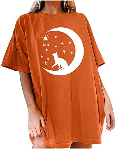 Tees gráficos para mulheres Crewneck estético camiseta solar lua de lua túnica de dimensões de grandes dimensões Tops de manga curta casual de verão