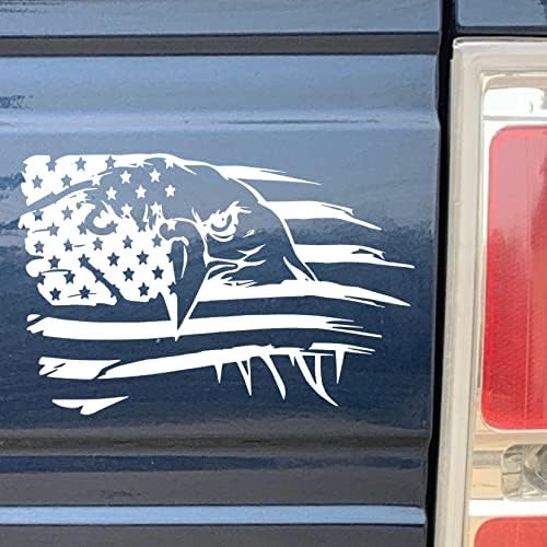 Bandeira americana com decalque de carros de águia - decalques personalizados de peixes ruins - adesivo fofo engraçado para patriotas - vinil permanente de brilho premium