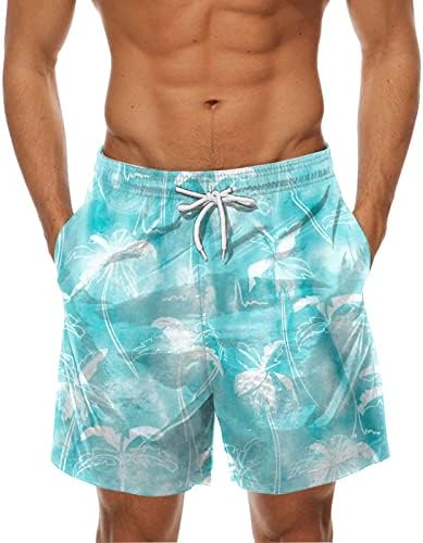Shorts de tábua para homens elásticos na cintura de boxer shorts de malha de malha 3d estampa de férias de férias
