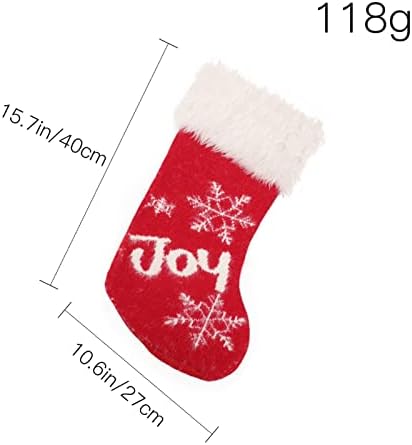 Meias de Natal 15,7 * Staque de 27 polegadas Super macio clássico vermelho e branco meias penduradas com floco de neve de malha para decorações de festas de férias em família Pequeno ornamento de bola
