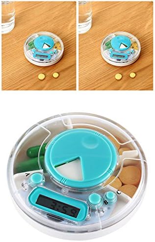 NPLE-Wearkly Digital Round Pill Box Timer Lembrete do Clock de 7 dias Medicine Storage