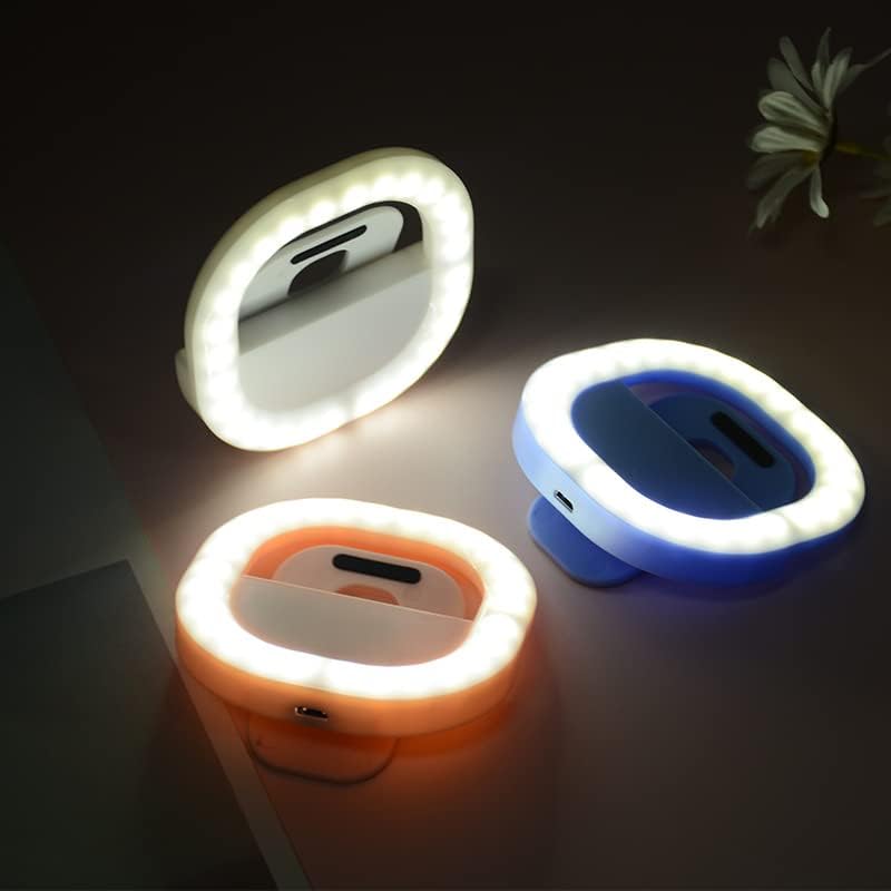 Luz de anel de clipe de LED para telefone, Android e câmera de laptop, 3 modos de luz ajustáveis, vídeo da câmera, maquiagem, pequenas luzes de acampamento
