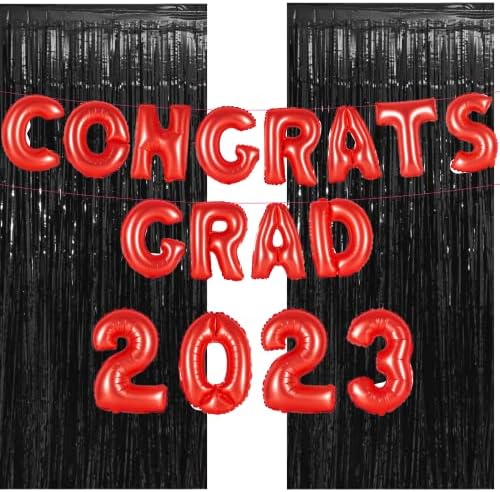Vtyepou parabéns Balões de graduação 2023 - Grandes 16 polegadas parabéns Banner de pós -graduação com faixas de guirlanda pendurada em estrela para decorações de festa de formatura 2023