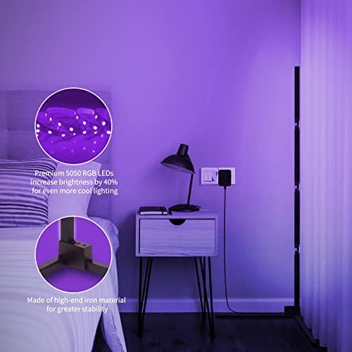 Luminária de piso de canto Miortior, lâmpada de chão RGB com aplicativo inteligente e controle remoto, sincronização