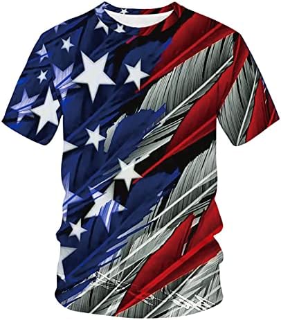 Camiseta de pescoço de tartaruga camisetas gráficas camisetas casuais 3d 4 de julho Padrão de bandeira