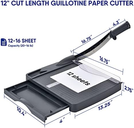 Cortador de papel Moonsmile, comprimento de corte de 12 polegadas TRIMMER DE PAPEL DE GUILLOTINA PESADE