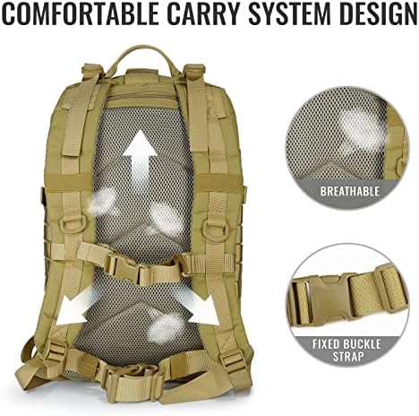 Mochila tática militar de Leisontac, pacote traseiro de hidratação, pacote de assalto de 3 dias, mochila de acampamento com padrão ISO, 42L