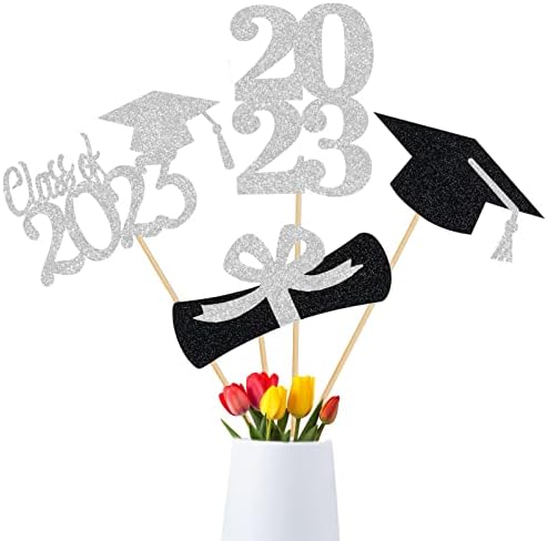 Peças de festa de graduação de prata para as mesas 2023 mesas de graduação de prata Becas centrais, classe