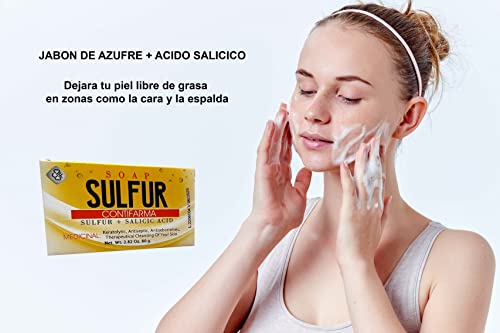 Sulfure + sabão salisílico, tratamento de acne, Jabon de azufre + acido salicilico, tratamiento para