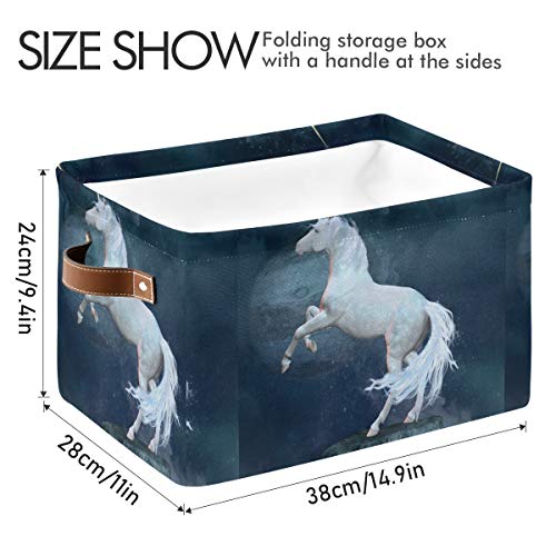 Bin armazenamento retangular Beautiful Unicorn Space Canvas Fabric com alças - caixas de berçário de lona para