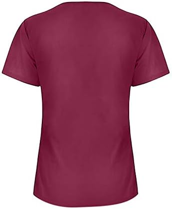 Tops de roupas de trabalho Tops para mulheres Scrubs Top T-shirt de alerta em V Camiseta sólida camisetas