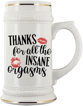 Obrigado por todos os orgasmos insanos de humor adulto caneca de cerveja travessora dos namorados de aniversário