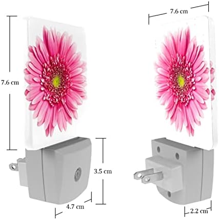 Rodailycay sensor leve à noite Daisy Flower Pink, 2 compas de luzes Night Lights se conectam à parede,