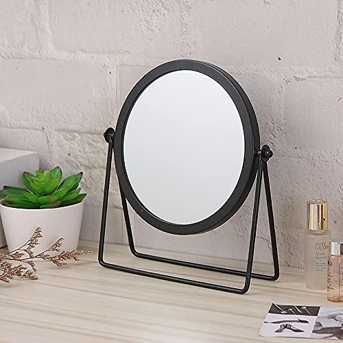 Schonee Geschaft Black Combattop espelho de maquiagem de uma face, espelho de mesa de metal de 360 ​​graus