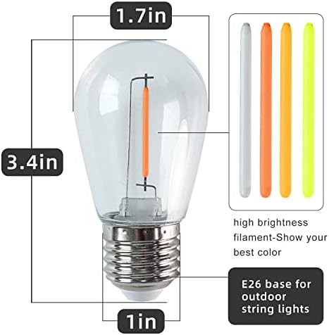 Lâmpada LED de led de fmix 4 pacote, lâmpadas LED 110V S14 2W para substituição, lâmpadas LED Edison E26