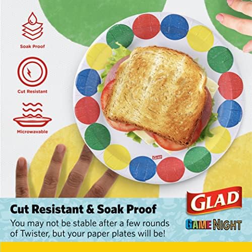 Glad Game Night Twister Placas de papel descartável | Placas descartáveis ​​de imóvel, à prova