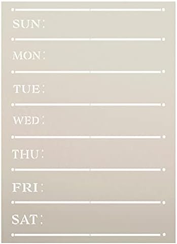 Estêncil calendário semanal simples por Studior12 | DIY Planejador de menu para cozinha e casa | Decoração de quadro -negro artesanal | Selecione o tamanho