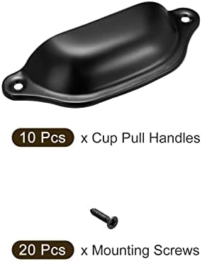 Metallixity Cup Pull Pull Manunhor 10pcs, maçaneta de copo de aço carbono puxar com parafusos - para gaveta de cômoda de cozinha, preto