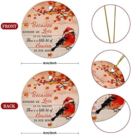 Ornamentos de cerâmica de Natal porque alguém que amamos é no céu de Natal Maple de pássaro vermelho
