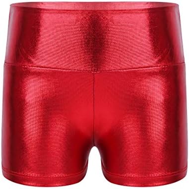 FreeBily Kids Girls Big Girls Shiny Metallic Cut-Cut Shorts para ginástica de ginástica esportiva Fitness Dance Wear Underwear