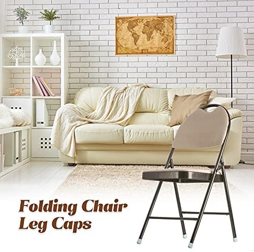 Capas de perna dobráveis ​​da cadeira, tampas de cadeira redonda de plástico pesado de 7/8 polegadas, pés de mobília cinza para protetores de piso de madeira para protetores