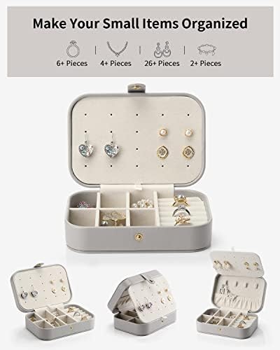 Vlando Small Jewelry Box, Jóias de viagens Caso Organizador de Jóias para Brincos Anel de Colares, Organizador