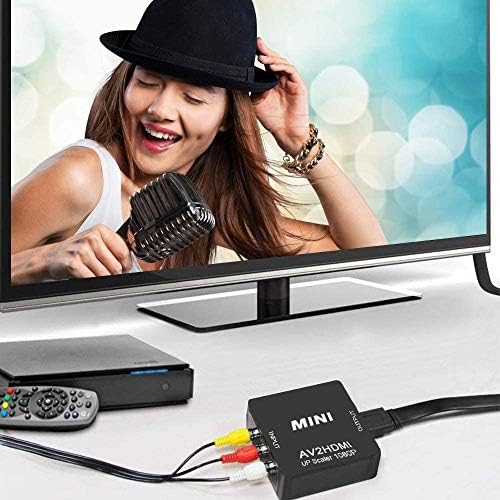 GOXMGO RCA para conversor HDMI, Mini Composite AV para HDMI Caixa de vídeo para TV Smart/VCR/DVD/VHS Player/Roku/Ps2