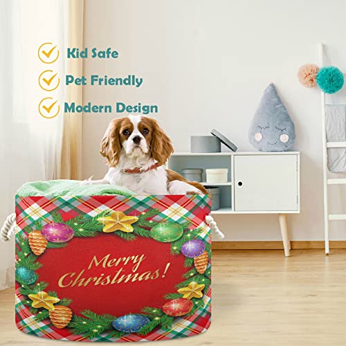 VISESUNNY Elegante Christmas Wreath Flethry Cestas de lavanderia Caixa de armazenamento de armazenamento