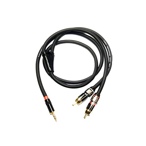 YEGAFE - Audiophile Audio Cable Stéreo de 3,5 mm de ângulo reto com 2 RCA para alto -falante HDTV, tablet,