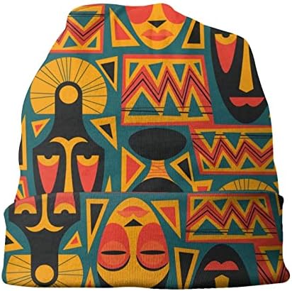 Jshxjbwr Motivos de estilo africano de malha chapéu de gorro adultos gorros de crânio de malha esticada boné chapéus de inverno ao ar livre para mulheres homens