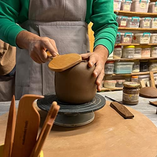 Ferramentas de Makemake | Argila de madeira feita à mão Paddle - Paddle de peixe - Paddle elíptico para modelar | Formação | Irregularidades de compactação e planagem em superfícies de argila | Cerâmica