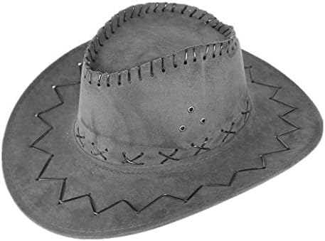 Unissex adulto de capa de cowboy oeste para homens mulheres clássicas roll up brim hat hat chapéu de cowboy ocidental com boné de sol do cinto